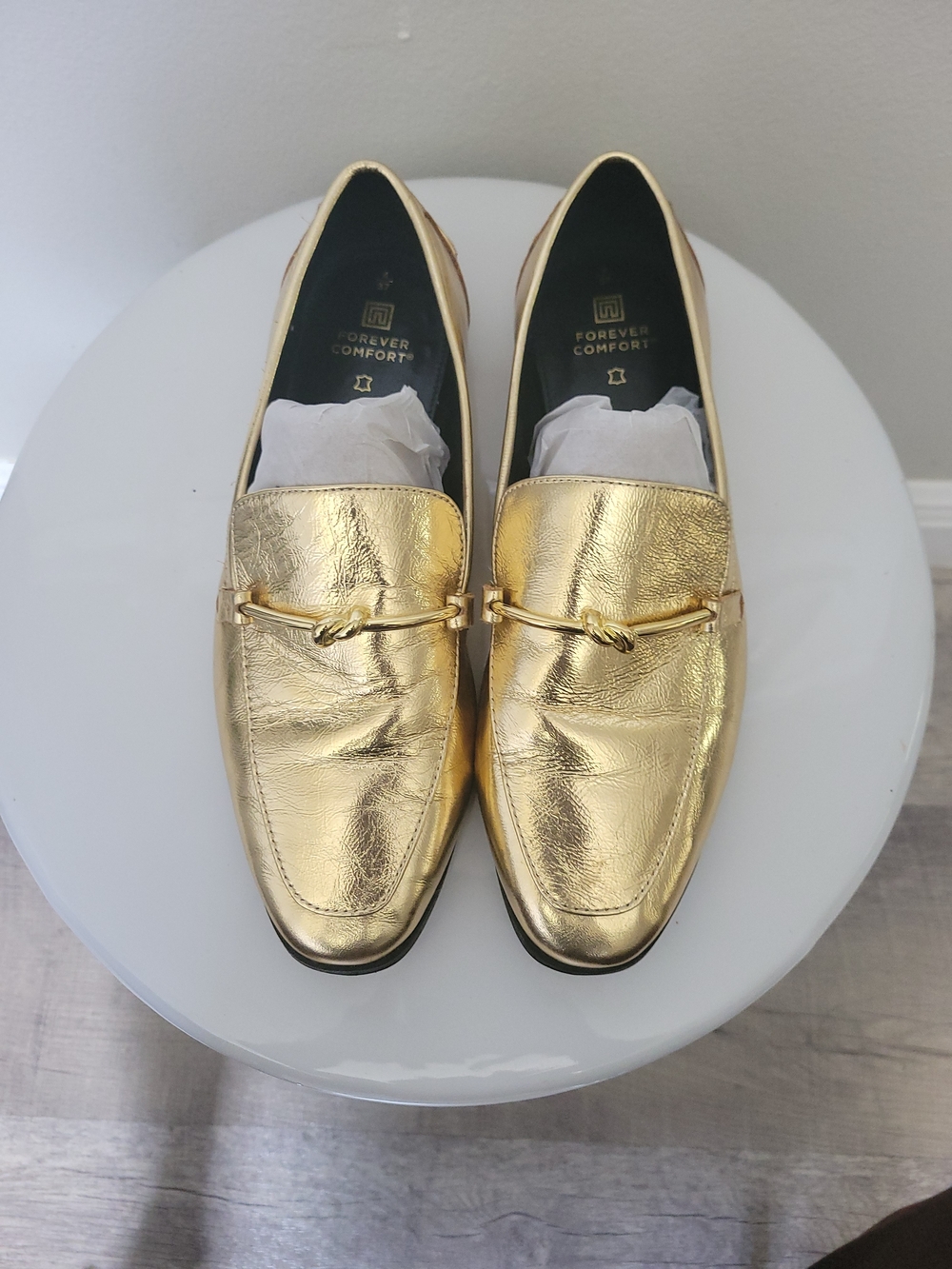Next Forever Comfort Metallic Gold Bit Loafers Size EU37/UK4/US7